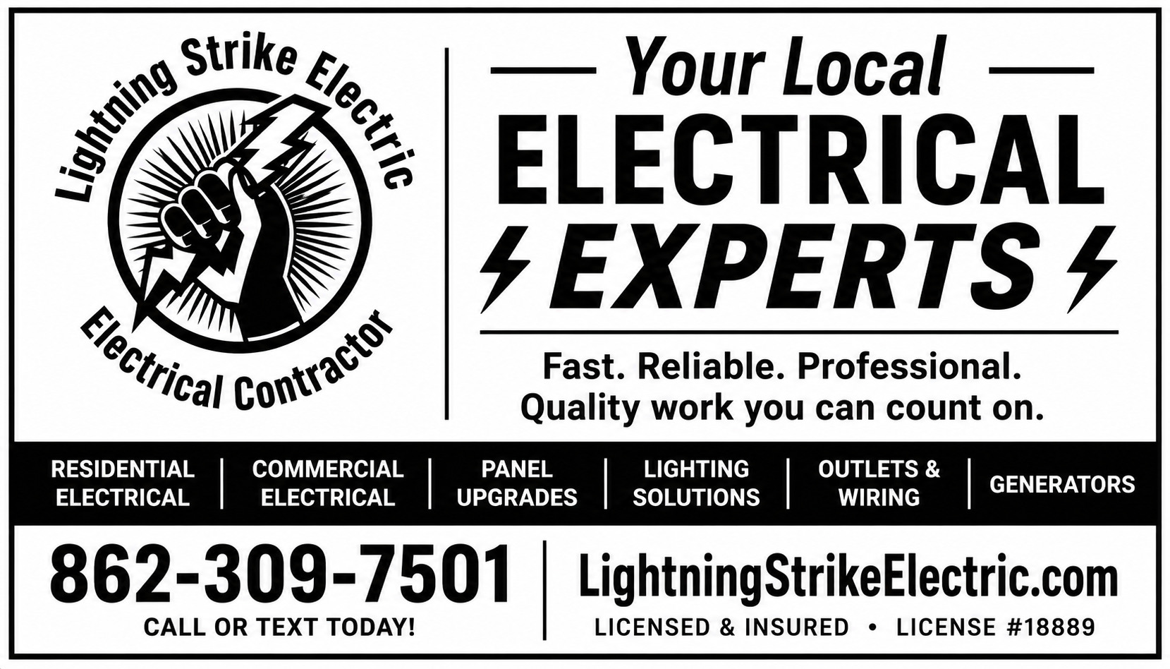 Lightning Strike Electric print advertisement