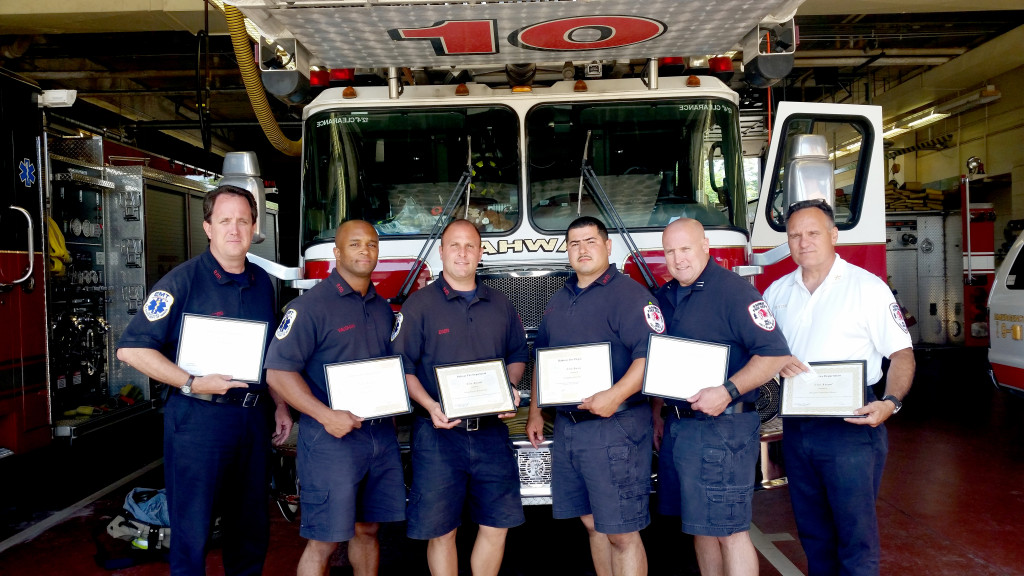 Firefighters Willard Jacobs, Gerald Vaughn, Rich Eger, Javier Gonzalez, Captain Michael Sandhorst, and Battalion Chief Daryl Rutter