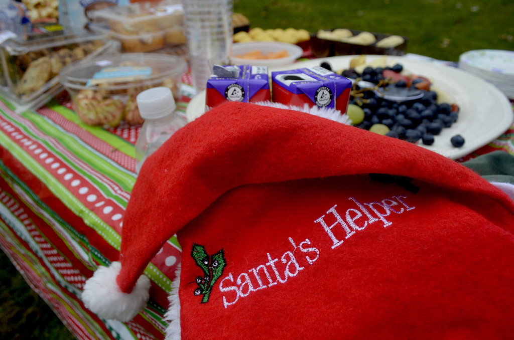 (above) The warmer-than-normal temperatures made for a great time to serve snacks outside.