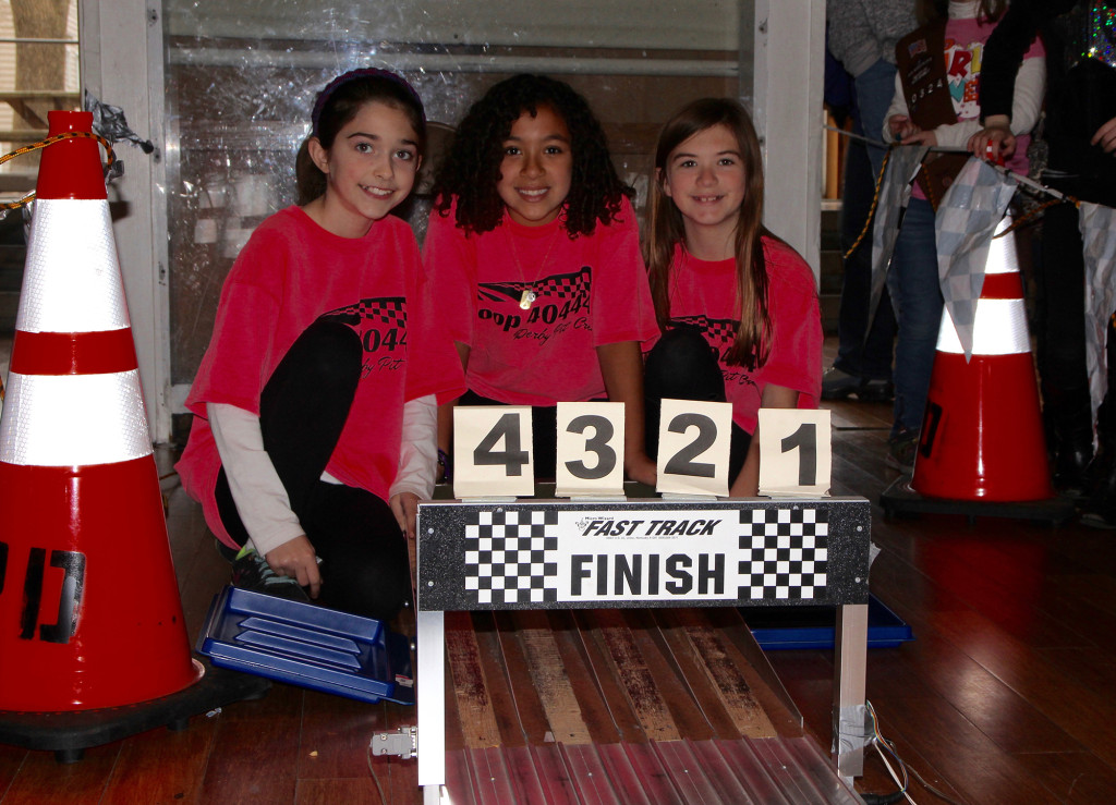(above, l-r) Kyra Patterson, Maeve Boger O’Bryan and Gwyneth Esteves at the finish line.