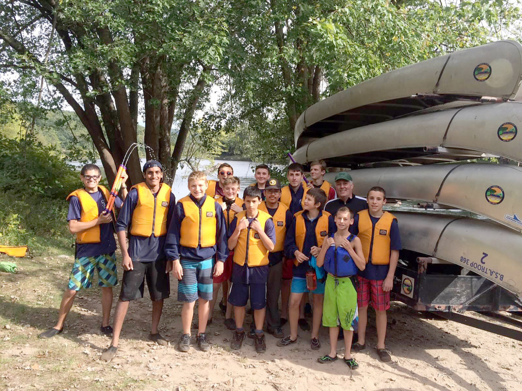 (above) Scouts on Delaware canoe trip where they camped and cooked along New York’s Ten Mile River