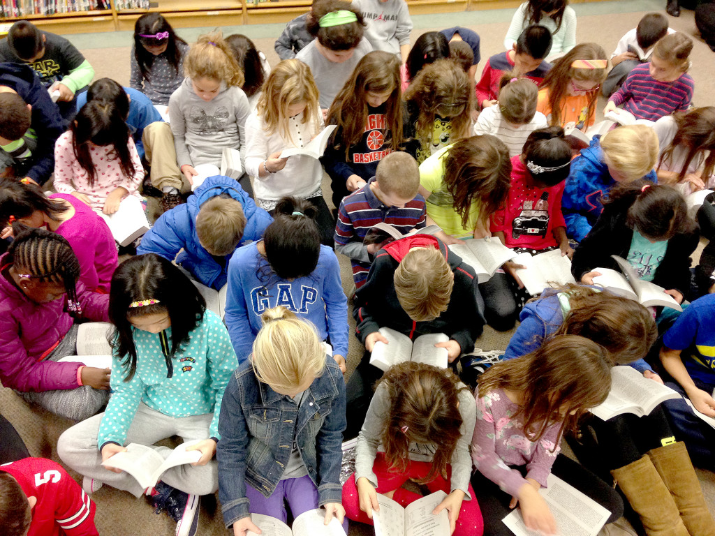 (above) Students searching for longest word.