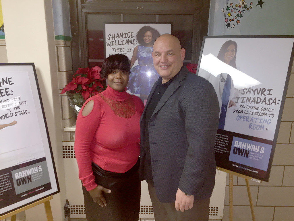 (above) Andrea Holmes, mother of Shanice Williams, with Rahway Mayor Samson Steinman.