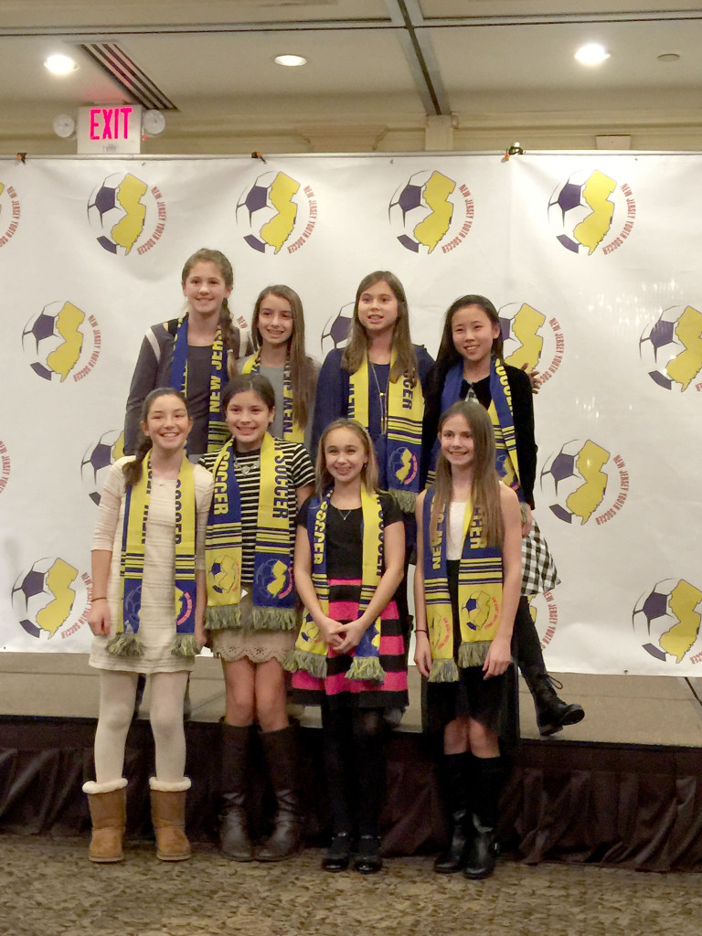 (above, top, l-r) The BHYSC Galaxy team comprises, Allie Post, Victoria Cardiellos, Abby Pereira, Danielle Kang (bottom, l-r) Katie Paliwoda, Gianna Ciccimarra, Gillian Ham, Sarah Szalus. (not pictured) players Reagan DeMarco, Julia Meisner, Catherine Meisner, Lauren Paprocki, Coaches: Edward Kang, Jose Pereira, Jay Post, Kristen Ciccimarra and Richard Ham.