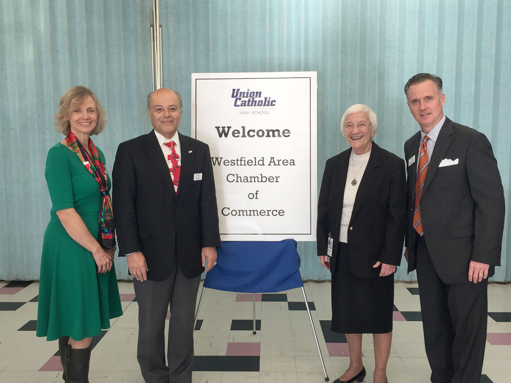 (right) Susan Dyckman, Director of Development Union Catholic HS, Gene Jannotti, Executive Director - GWACC, Sister Percylee Hart, Principal, Union Catholic HS, Chris Devine, Chairman - GWACC