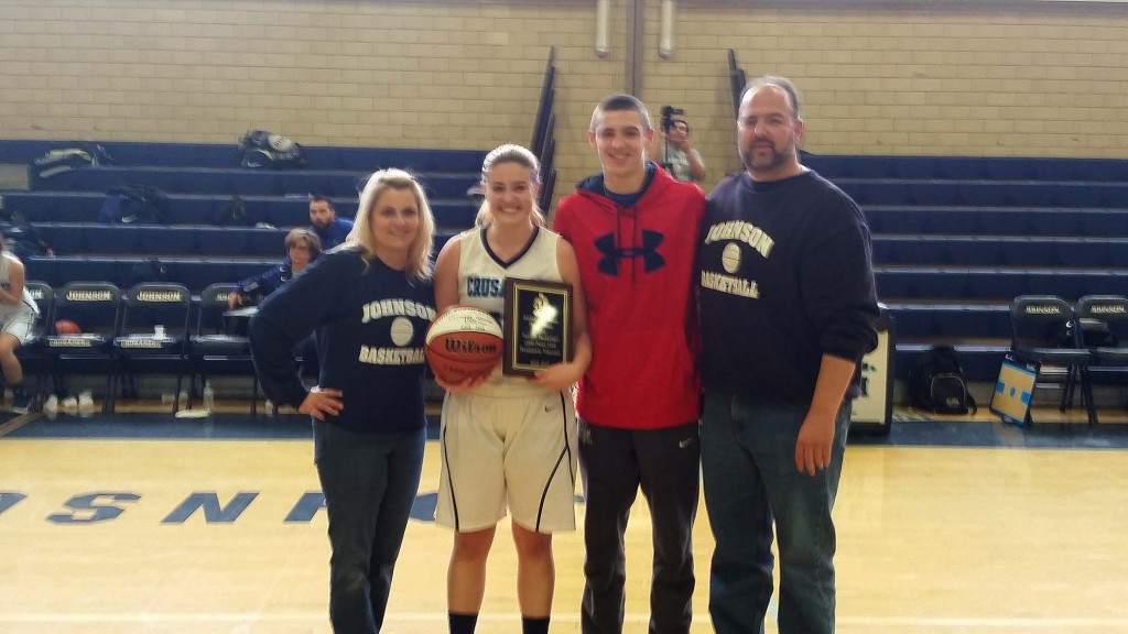 (above, l-r) Stephanie Visconti with her parents, Leslie and George and brother, George.