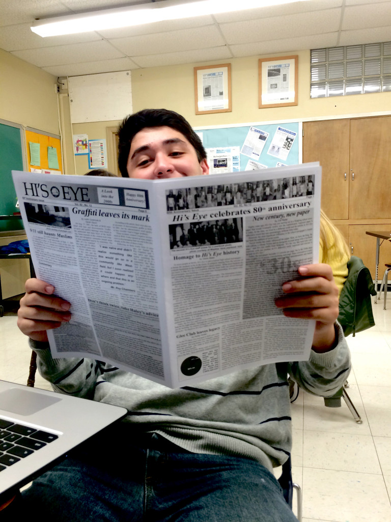 His Eye junior Ben Halevy reads anniversary issue