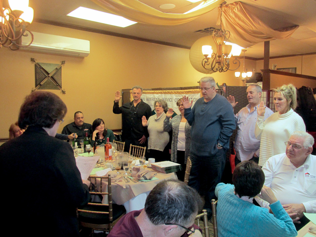 (above) New members are sworn in by National President Anne Walko. The new recruits are: Mark Conforti, Phyllis Cunningham, Linda Malanga, Jerry Fogle and Mr. & Mrs G ’Sell