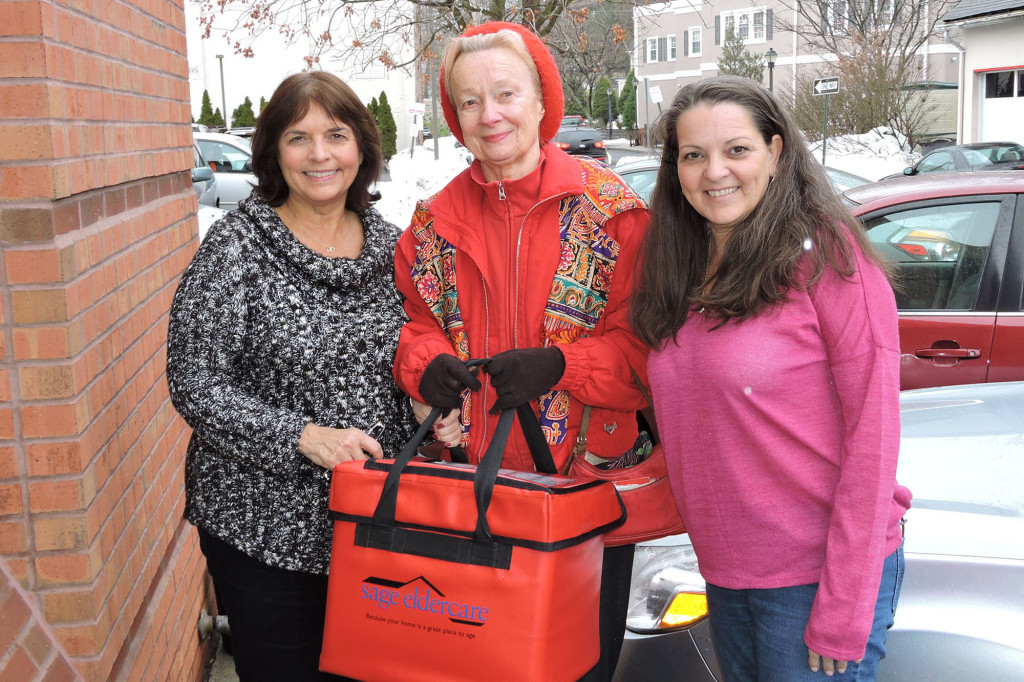 (above) Summit Director for the Department of Community Programs, Judith Leblein Josephs, SAGE Eldercare Meals on Wheels volunteer Astrid Hasbrouck of Summit, and Summit Senior Program Coordinator, Gretchen Masterfano, joined in SAGE’s 50th Anniversary for Meals on Wheels as Community Partners.