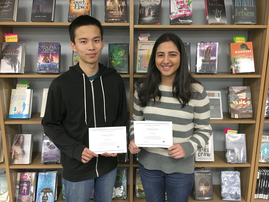 (above, l-r) Scotch Plains Fanwood High School seniors, Daniel Zheng and Shona Jain.