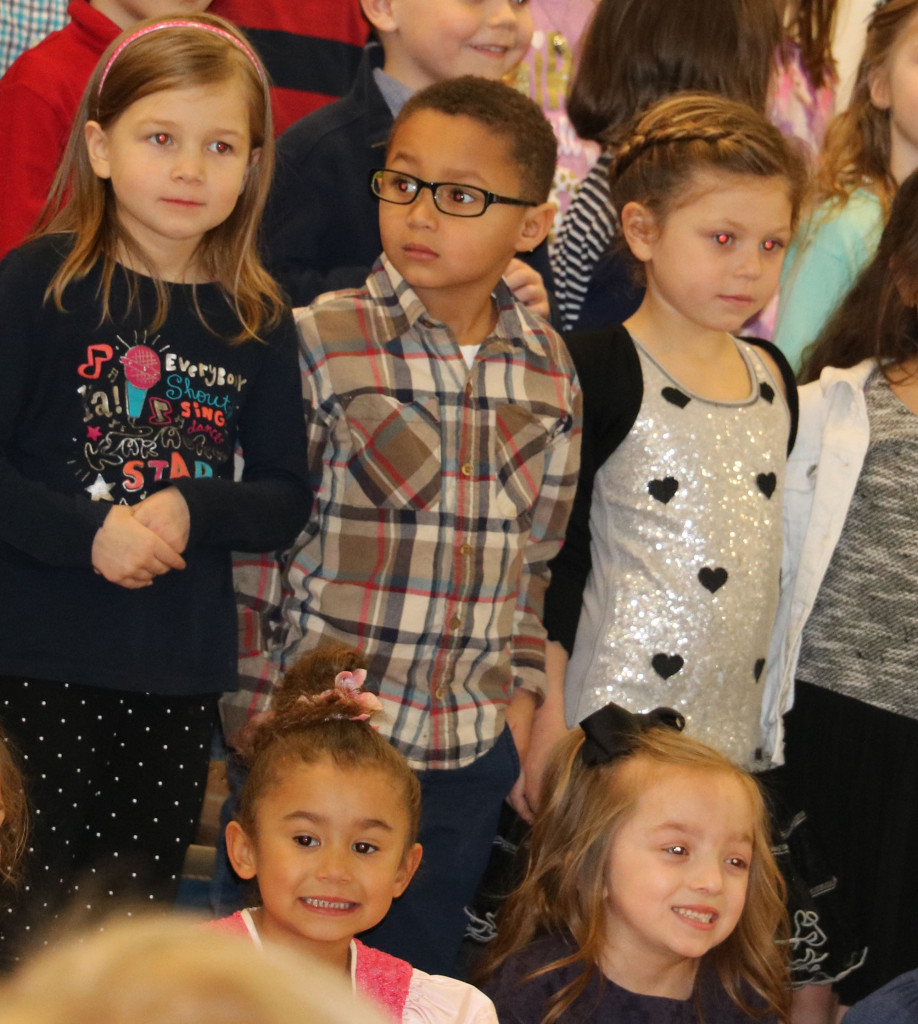 Ms. Corcoran's and Miss Durkin's students prepare to sing