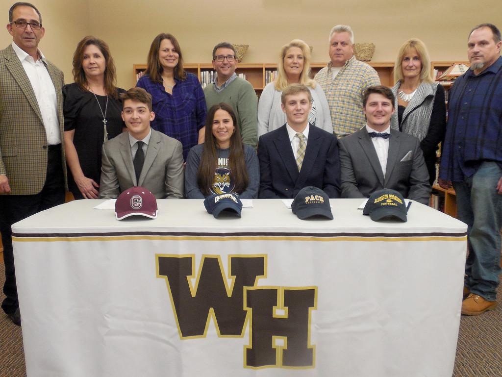 (above, seated, l-r)Frank Rica; Ally Grunstein, Mark Ball, and Tyler Helbing (standing, behind their children, l-r) Parents Frank and Lisa Rica; Helene and John Grunstein; Nicole and Mark Ball; and Katrina and Fred Helbing.