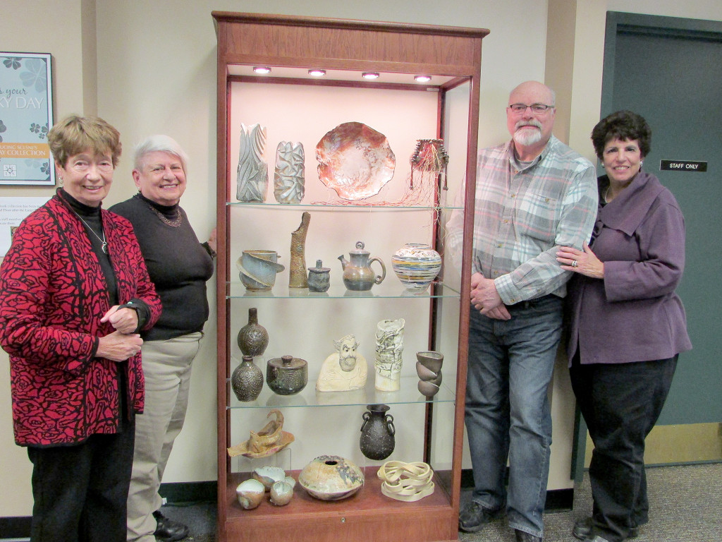 (above, l-r) Artwork by students Gill Kelly, Naomi Nierenberg, Larry Quirk, and Blanche Somer, are included in the display.