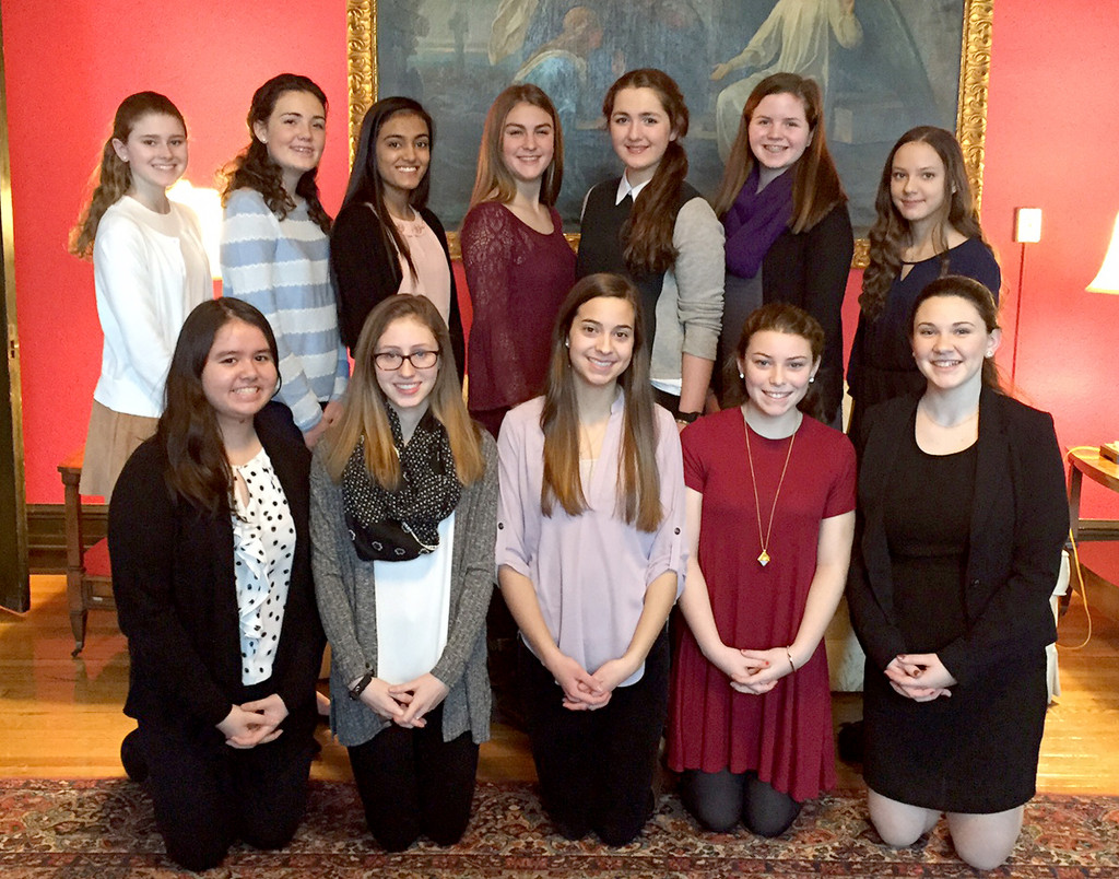 (above, l-r) (front row) Brigid Meisenbacher of Warren, Lauren Zastko of North Brunswick, Isabelle Rojas of Madison, Hanna Guarnuccio of Scotch Plains, and Colleen Cirrotti of Gilette; and (back row) Catherine Gerlitz of Plainfield, Madeline Newall of Westfield, Emrit Nijjar of Iselin, Grace Gordon of Annandale, Erica MacDonald of Westfield, Grace Schleck of Metuchen, and Gabriela Rivera of Clinton. Photo by M. Daino.