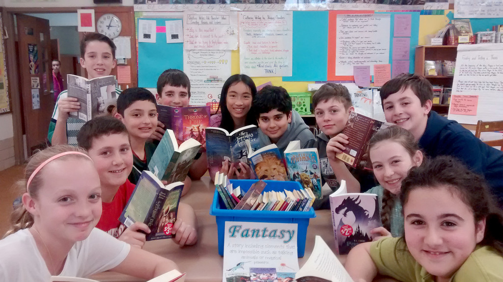 (above) Students in Mrs. Kline’s class enjoy thei books obtained through a Donors Choose grant.