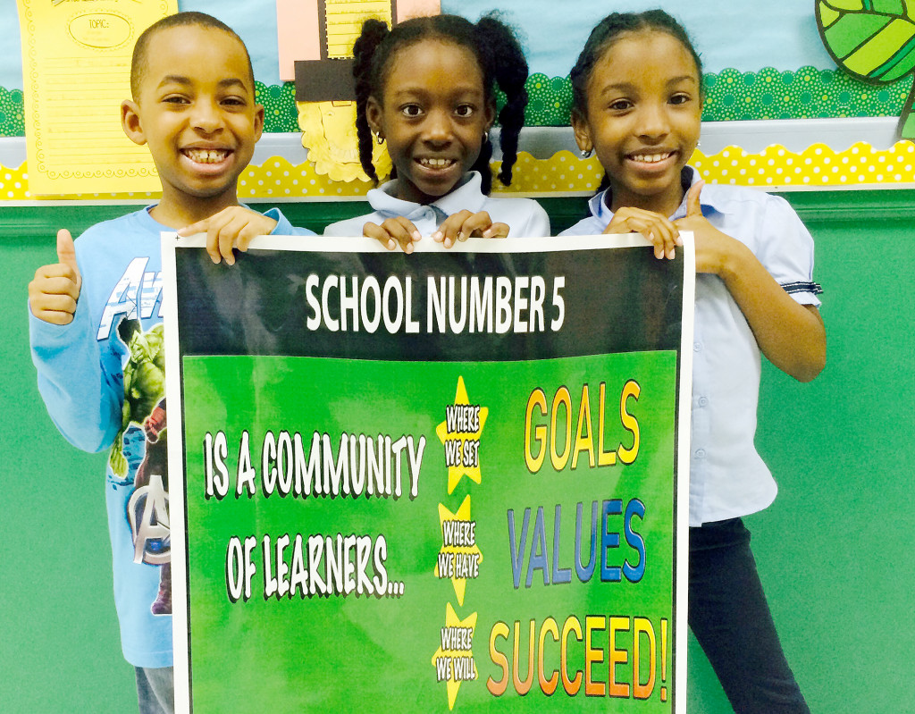 (above, l-r) Brandon Young, Gabrielle Petit- Homme, and Madison Bennett as they take a moment to remind everyone that School No. 5’s Pride is Alive!