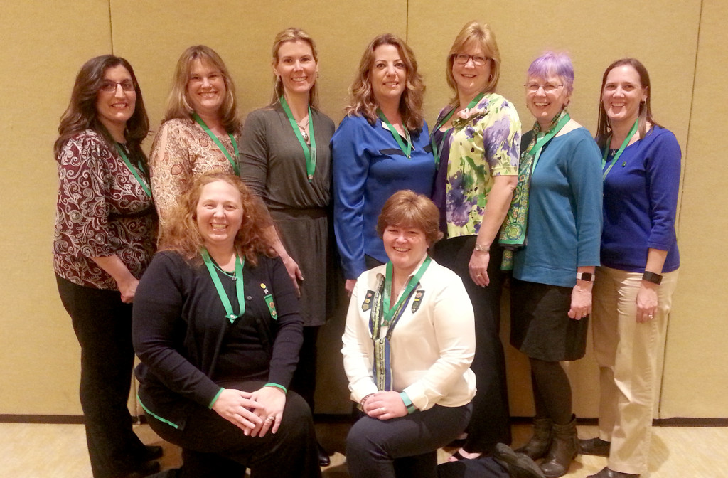 (above, standing, l-r) Teresa Gathercole, Lauren Ramsey, Erin Esteves, Alexandra Paulyson, Anne Caldwell, Olivia Hauc, Faith Dzurovcik McDevitt (kneeling, l-r) Kristin Santos and Lisa Durant.