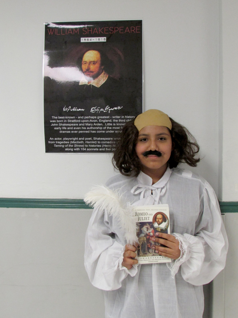 (above) Kristine Olivares Portraying Shakespeare.