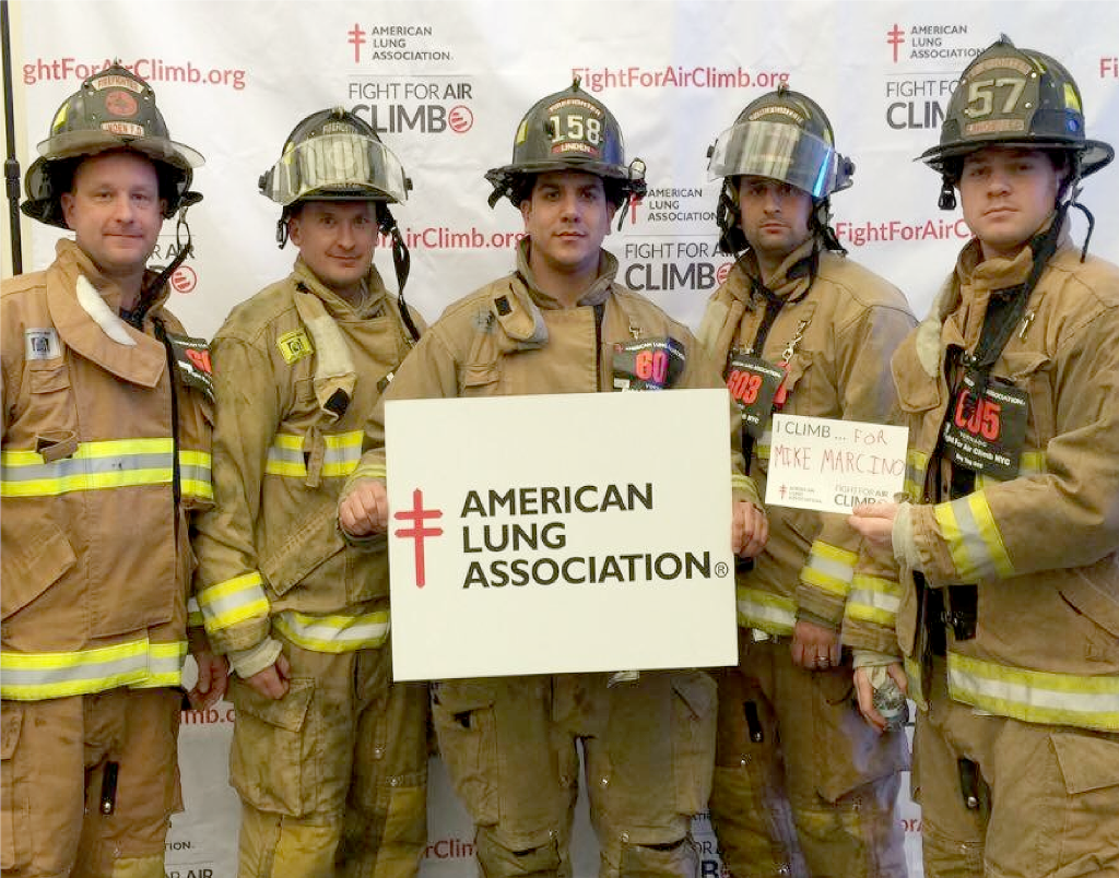 above, l-r) Participating firemen, R Raudys, G Wronski, D Diaz, J Massaro, and K Schulhafer.