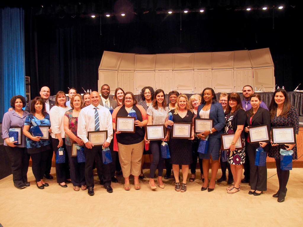 (above) At the April Linden Board of Education meeting, Dr. Danny A. Robertozzi, Susan L. HudakVice President of the Board of Education and the Linden Board of Education members recognized Teachers /Educational Services Professionals.