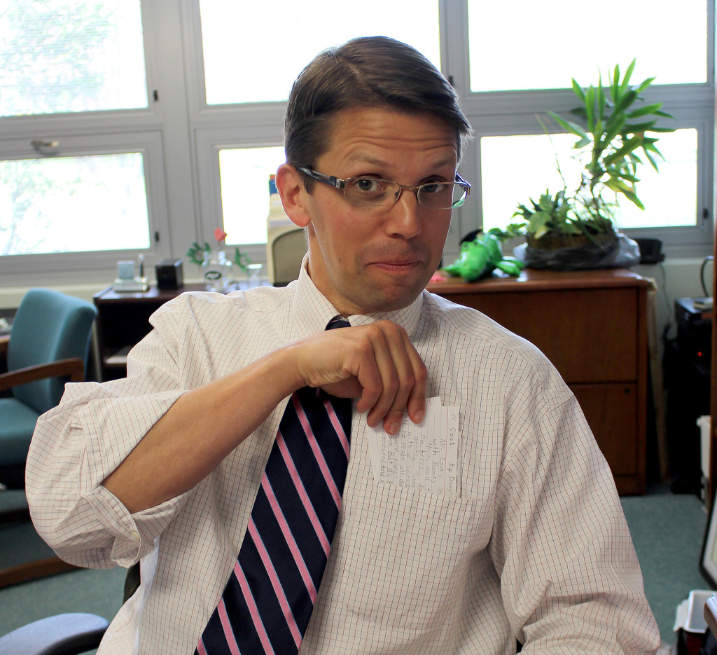 (above) Mt. Horeb Principal Scott Cook shows off his pocket poem, appropriately entitled “Mr. Cook.”