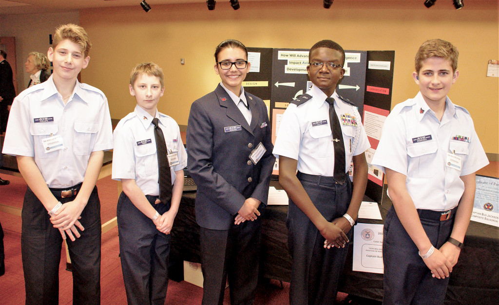 (above l-r): C/Amn Phillips is from Morristown, C/Amn Perry is from Chatham, C/SSgt Vergara is from Scotch Plains, C/1stLt Daley is from Franklin Township, and C/SSgt Morrobel is from Scotch Plains.