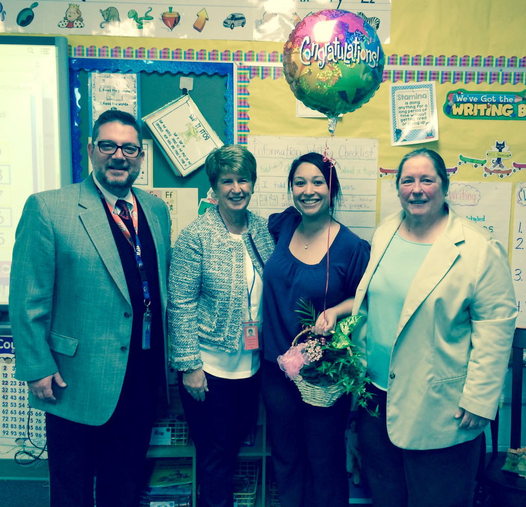 (above l-r) Assistant Principal, Mr. Michael Vignola; District Principal, Mrs. Mary Nunn; Ms. Krystle Cianci; and Superindendent of Schools, Dr. Barbara Resko.