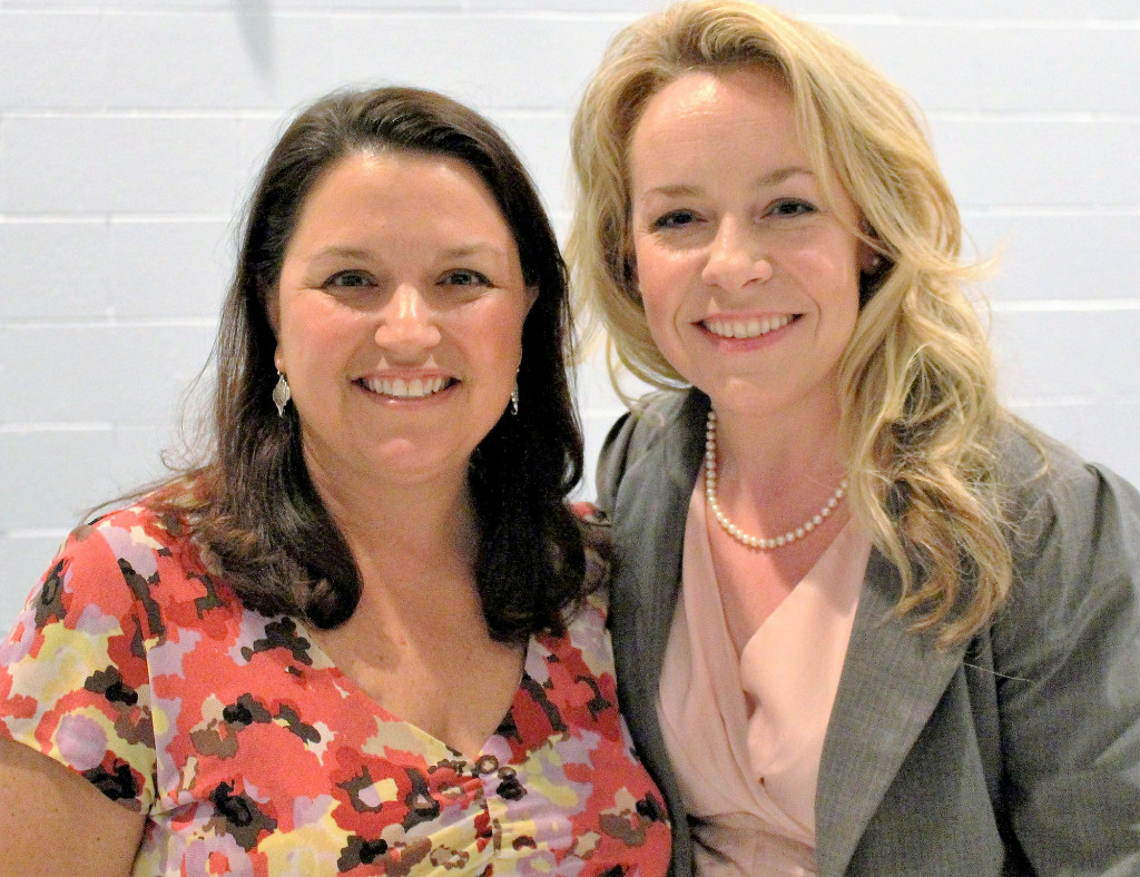 (above) Board of Education president Tia Allocco welcomes Christine L. Smith as the new principal of Angelo L Tomaso School.