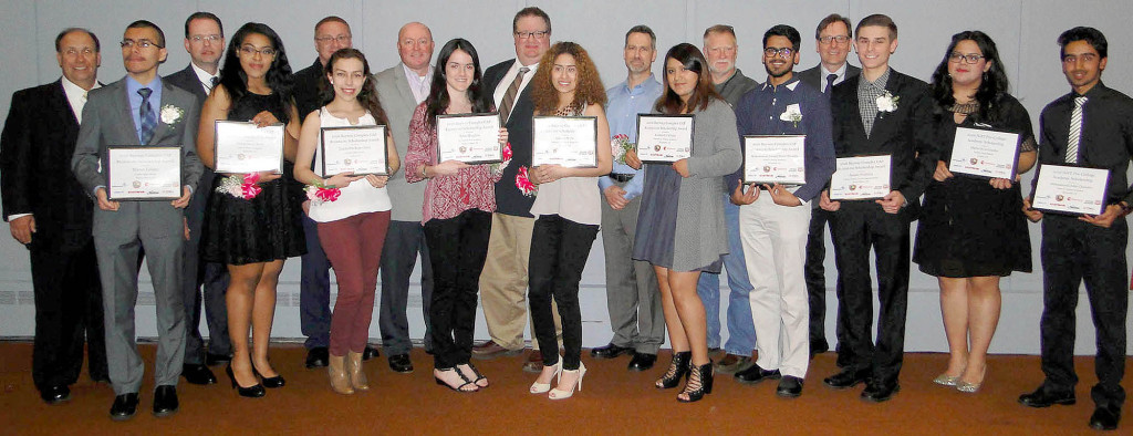 (above) Proud students display their scholarship award certificates, along with the managers of the Bayway CAP member companies.
