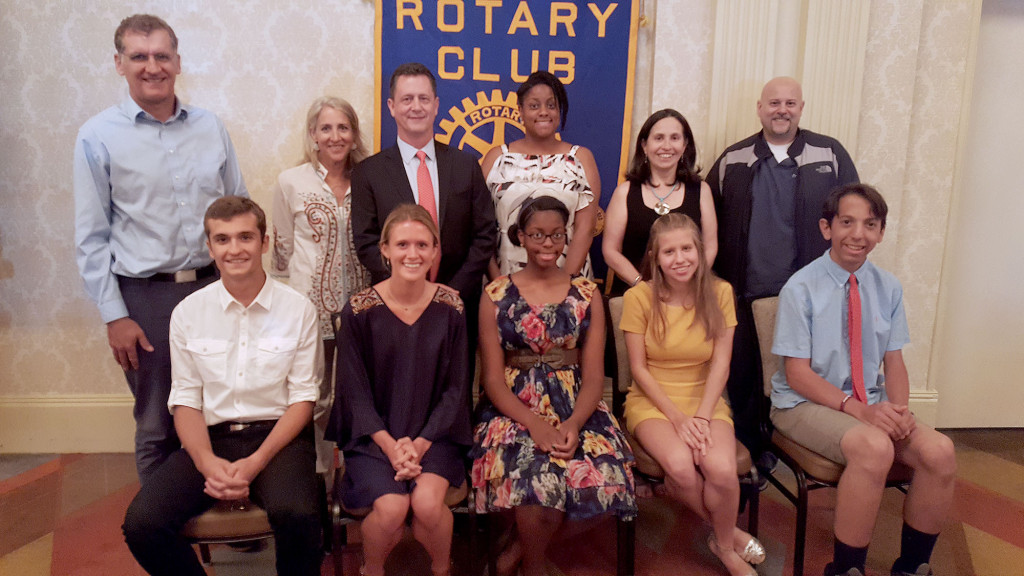 (above l-r) Seated in front of their parents scholarship winners with their parents: Lorik Berisha, Samantha Hanley, Ife Campbell, Juliana Nociara,; and John Berardi.