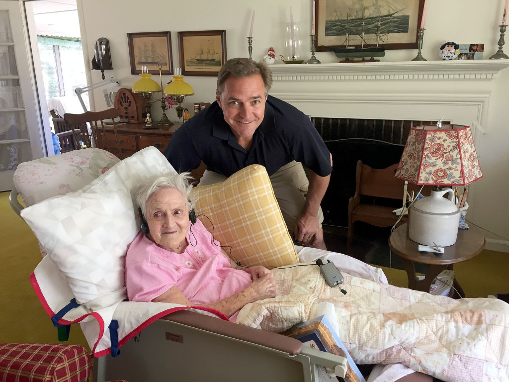 (above) Al Leiter visits 100-year old Margarent Beauman, avid Yankees Fan and Mountainside resident.