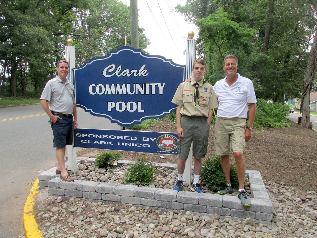 (above l-r) Clark Community Pool Manager Bob Cahill, Kevin Micheludis, and Clark Recreation Director Ralph Bernardo.