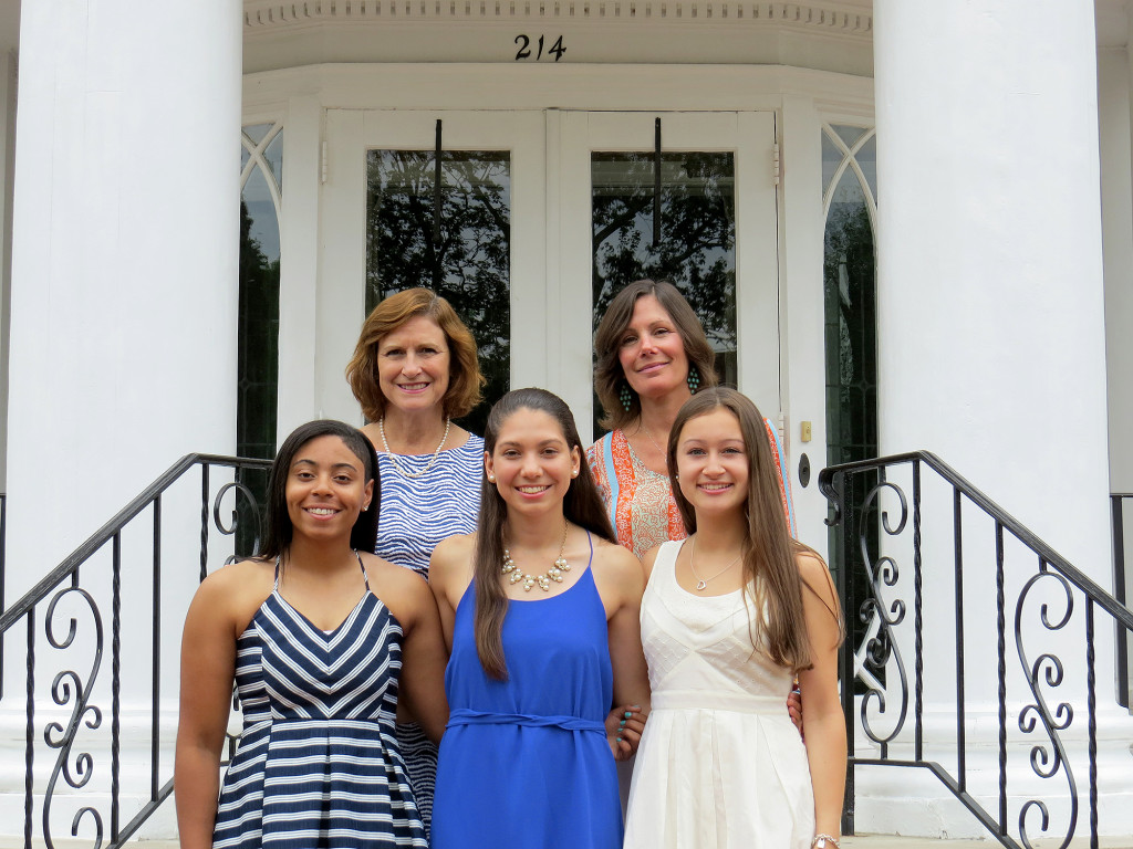 (above l-r) Eileen Rath and Terry Andrews of the Fortnightly Club with 2016 scholarship award winners Emani Miles, Karen Arias and Stephanie Chavis.