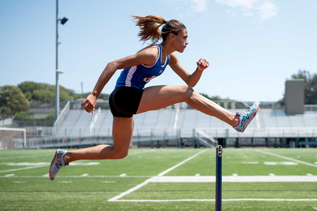 (above) Sydney McLaughlin, Union Catholic High School Class of 2017 of Dunellen, preparing for the Olympic Trials.