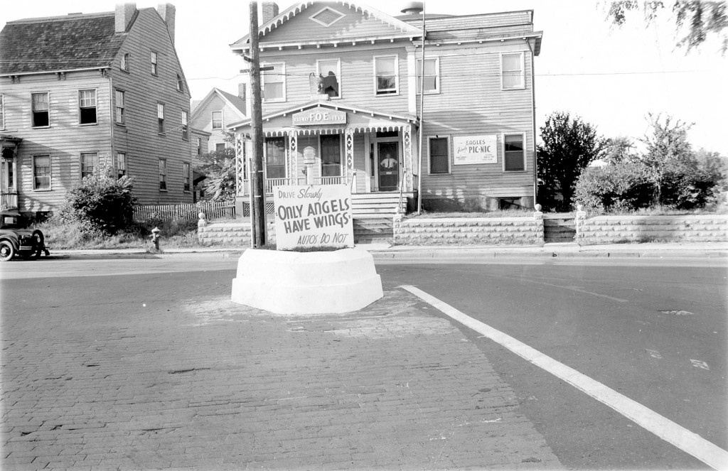 (above) Traffic heading south on Route 25 is backed up at the Lawrence Street intersection in this early 1950’s photo.