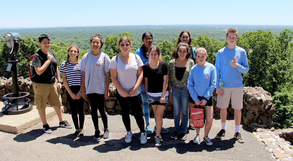 (above) Warren Middle School 8th graders enjoy the view at Washington Rock the same spot General George Washington is said to have used to monitor British troop movements more than 200 years ago.