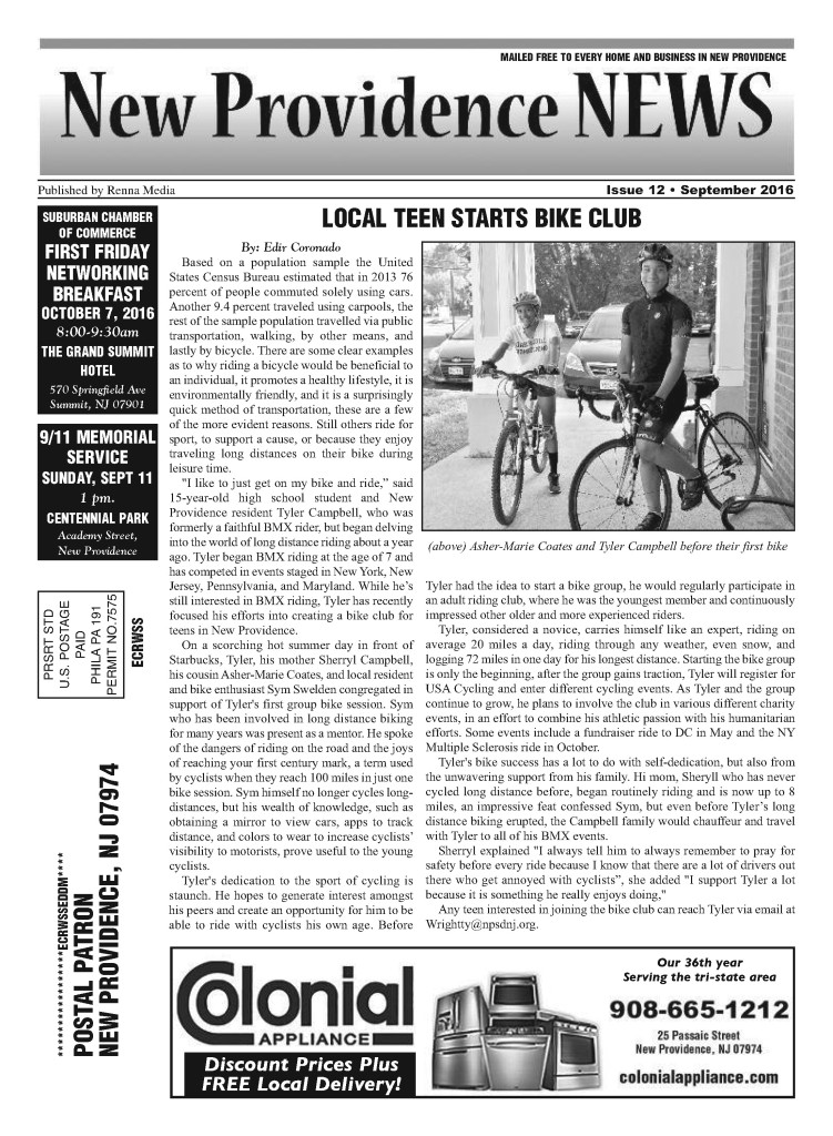New Providence News Sept. 2016 Issue