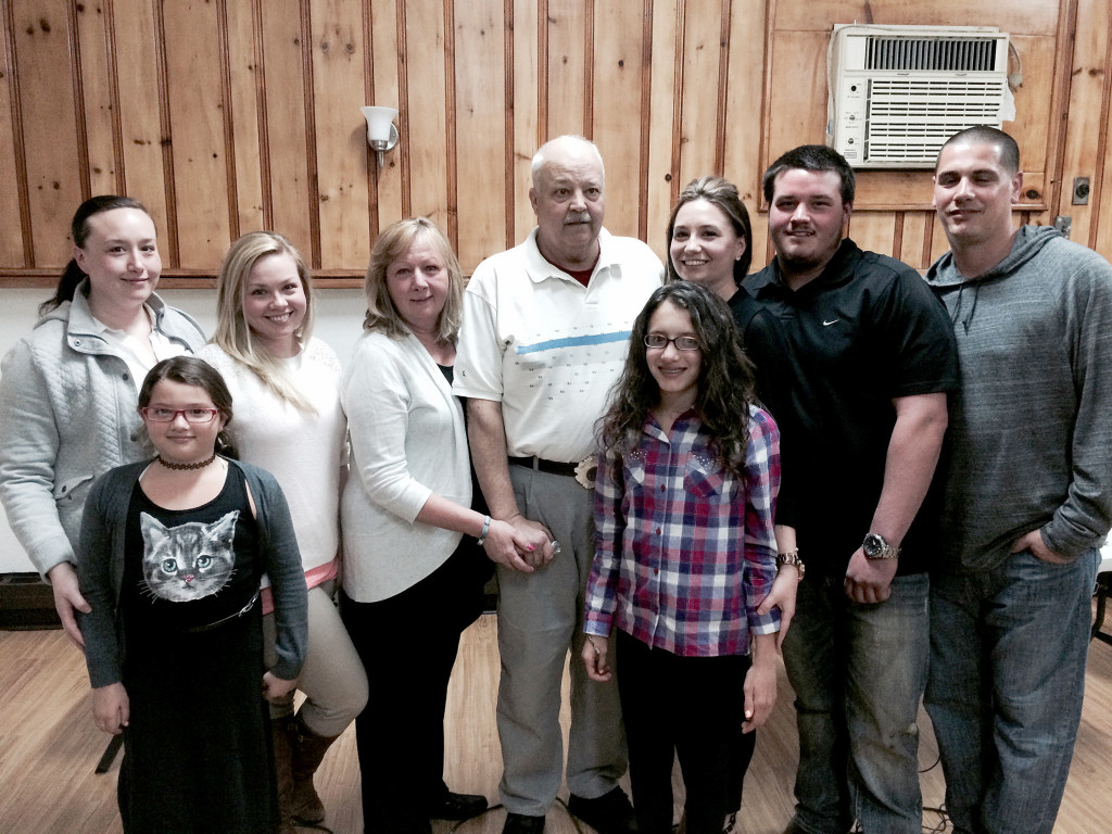 (above, back, l-r) Katelyn Sheehy (daughter), Dayna Sheehy (daughter), Linda Sheehy (wife), Jack Sheehy, Jaclyn Sheehy (daughter), John Sheehy III (son), Michael Wille (son-in-law). (front, l-r) Milani Wille and Alyssa Wille (granddaughters).