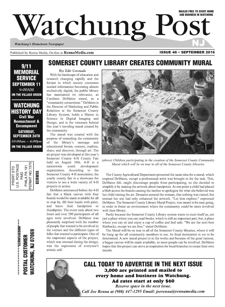 Watchung Post Sept. 2016 Issue.