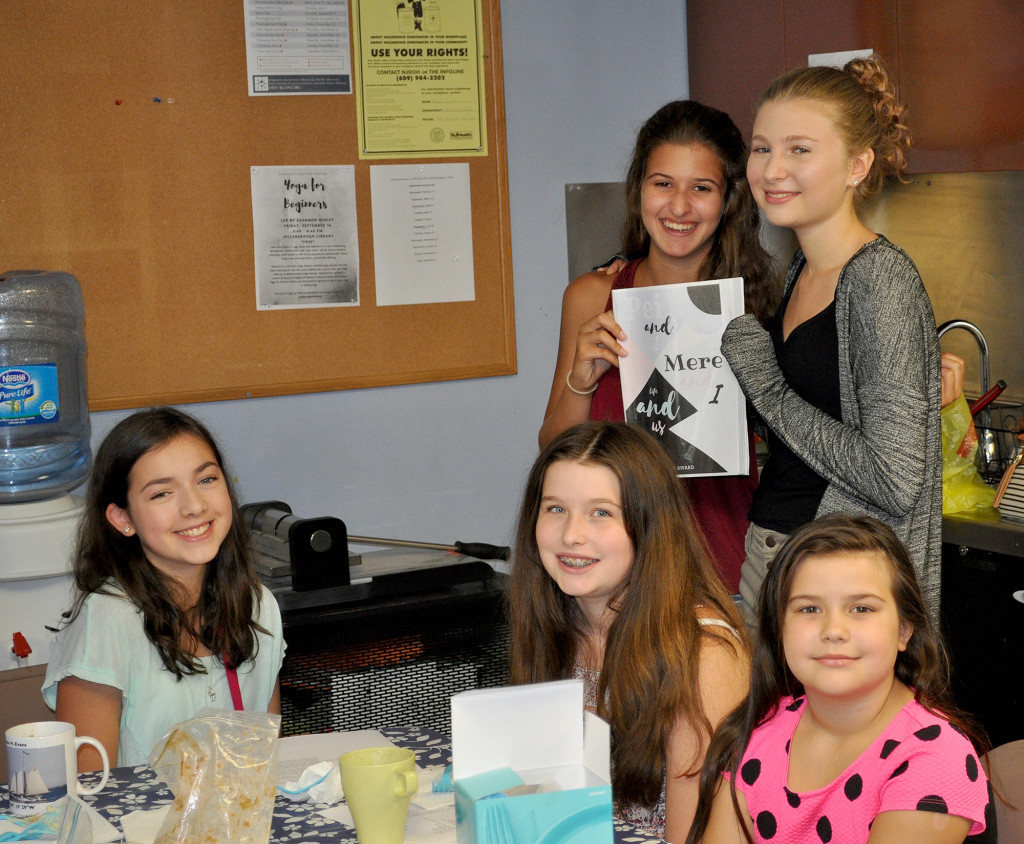 (above) Co-authors Rachel Krouk and Kaelin Churchill, along with some members of Troop 65474, Nora Walid, Shayne Piro, and Ashlyne Piro.