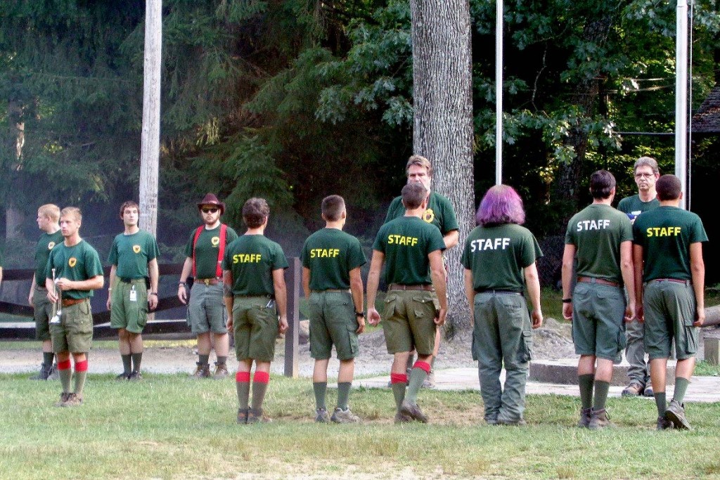 (above) Winnebago Scout Reservation summer camp staff officially opened the week with Camp formation and traditional flag raising ceremony which took place at the WSR parade field.  Photos courtesy of Orest Hrycak.