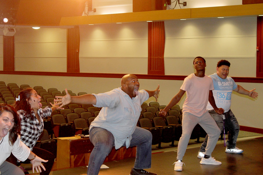 (above) It's ok to be silly. Students in photo: Jenia Vega, Qadreek Strickland, & Ronald Humphrey with Ms. Modero and Amen Igbinosun. Photos by: Joseph Mudrak