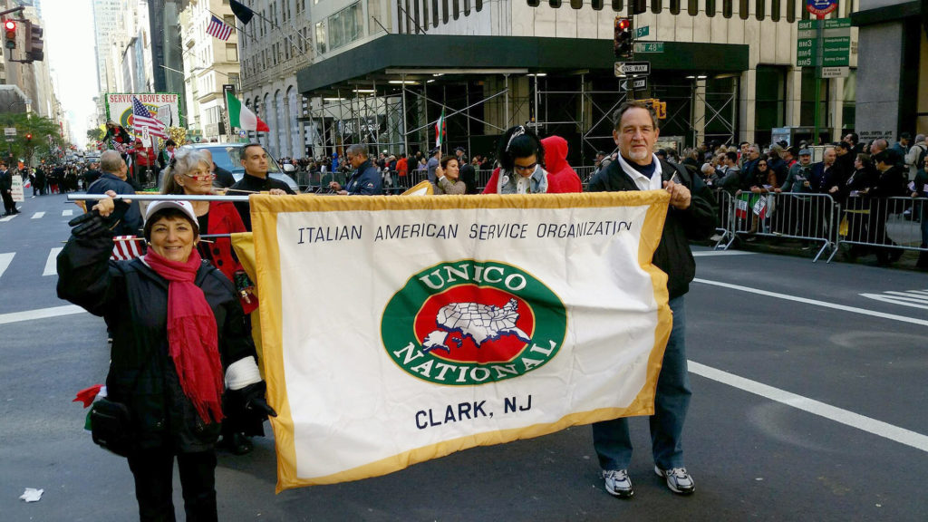 (above) Vera and George Abruzzo from Clark UNICO at the Columbus Day parade in NYC.