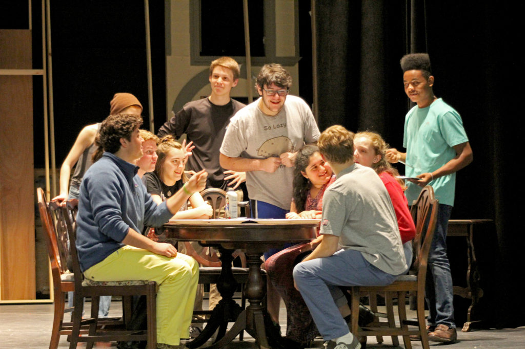 (above) Cast members Keegan McManus, Mitchell Sink, Anne Borzner, Bella Anidjar, Matt Wilson, Harry Saroff, Jess Jilla, Donnell WIlliams, Erin Manion and James Badenhausen. Photos by Susan Olson.