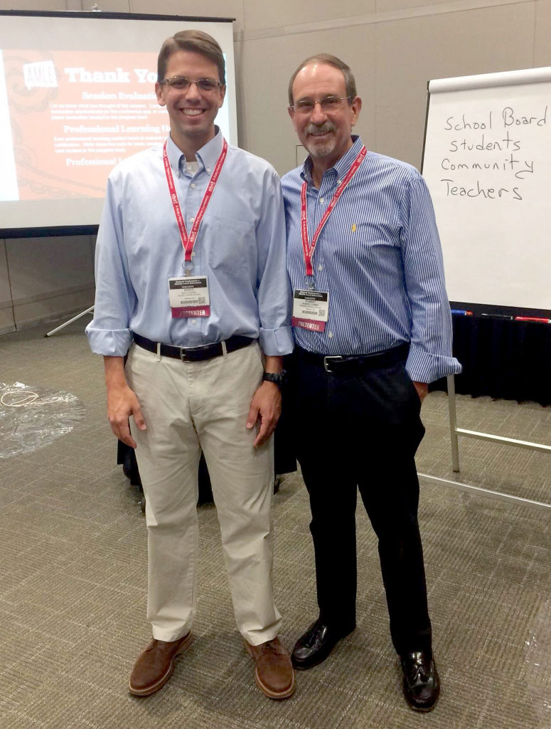 (above l-r) Principals Scott Cook of Mt. Horeb School and Robert Comba, Warren Middle School, were chosen to present Warren Township Schools’. Photo courtesy of Warren Township